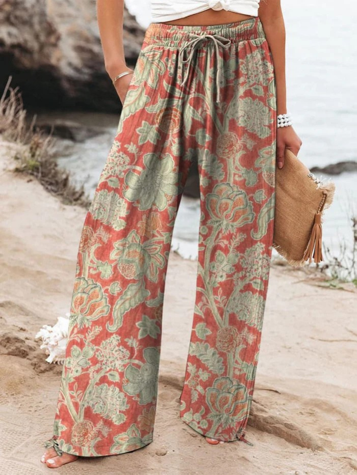 Women's Vintage Lovely Floral Art Printed Casual Pants