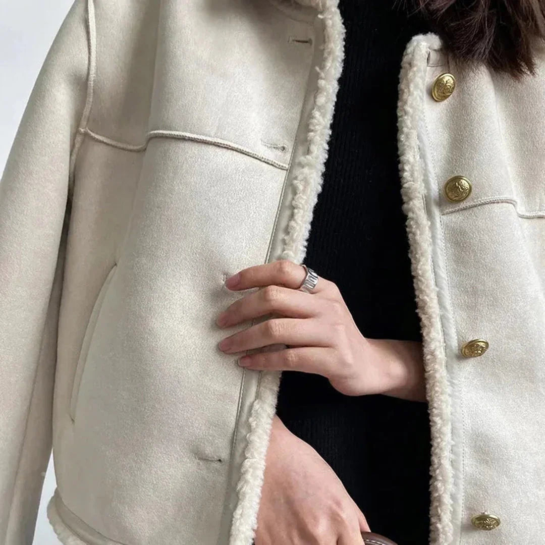 Isabella Shearling Button Jacket