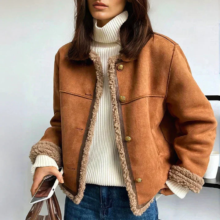 Isabella Shearling Button Jacket